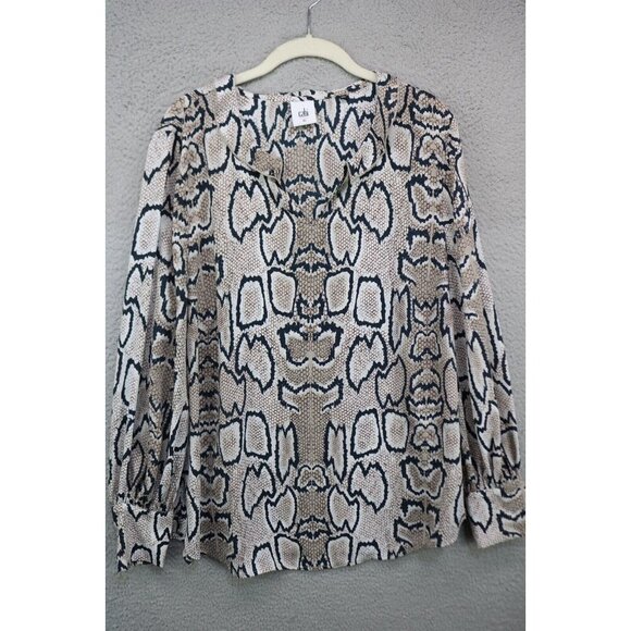 Cabi Long Balloon Sleeve Snake Print Silky Top-Size XL - Picture 1 of 10